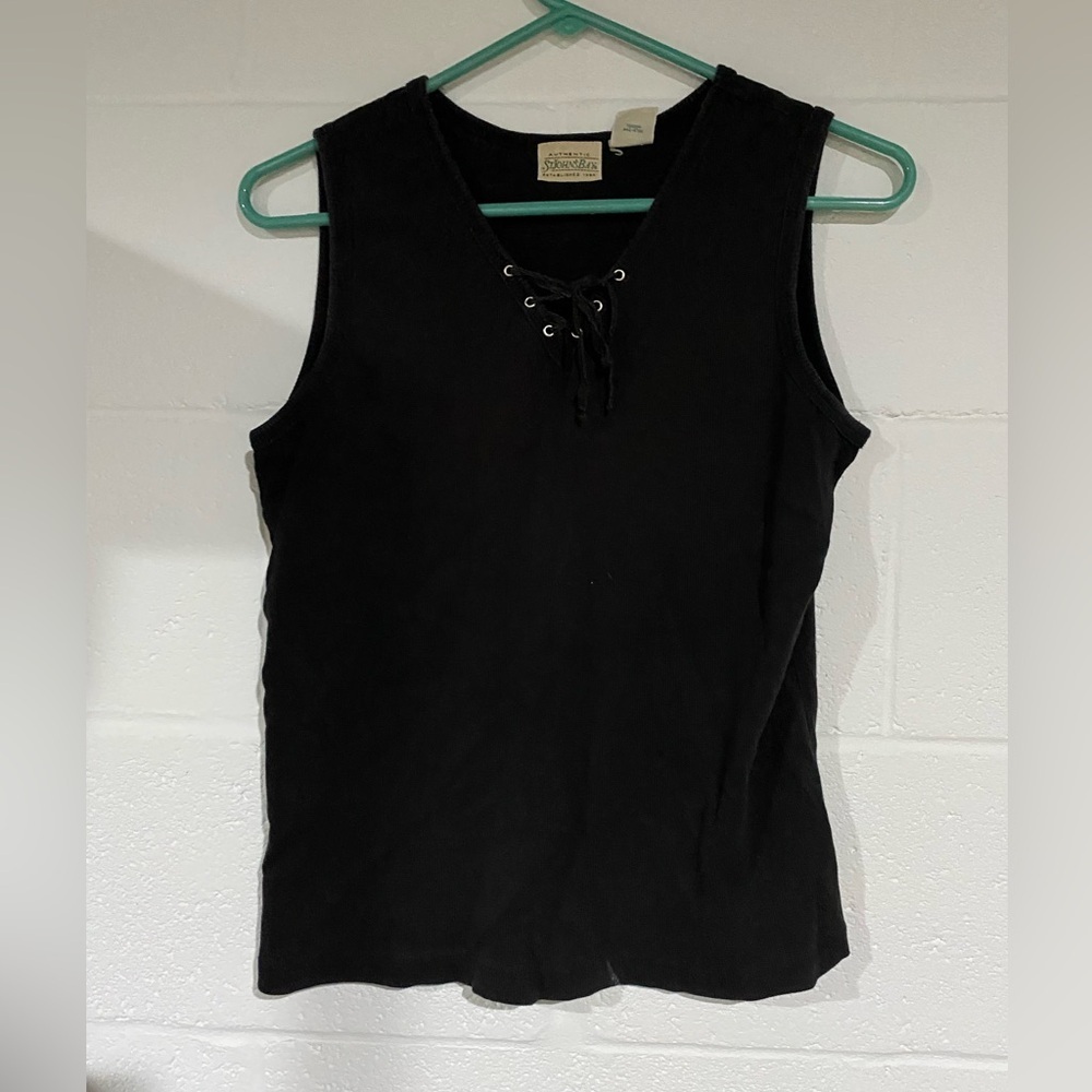St. John bay black lace tank large